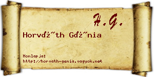 Horváth Génia névjegykártya